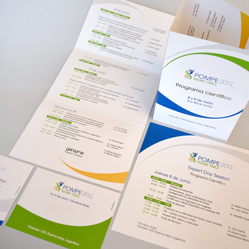 Material Promocional Pompe Round Table. Compañía Biotecnológica.